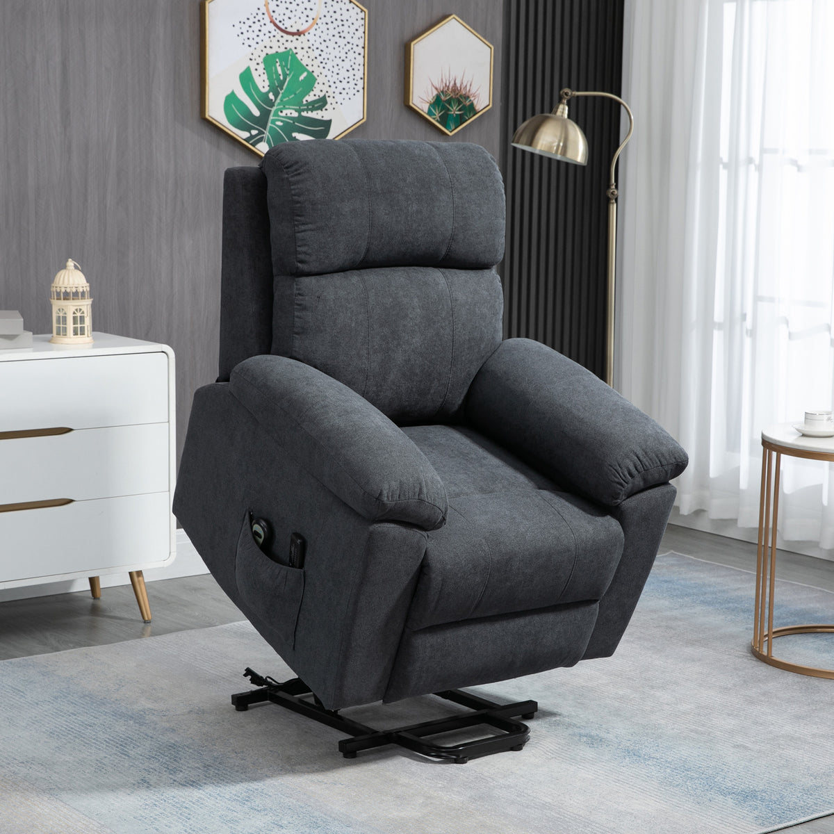 Massagestoel met opstahulp, verzorgingsstoel met opstahulp, 8 vibratiemotoren, incl. afstandsbediening, grijs (2)