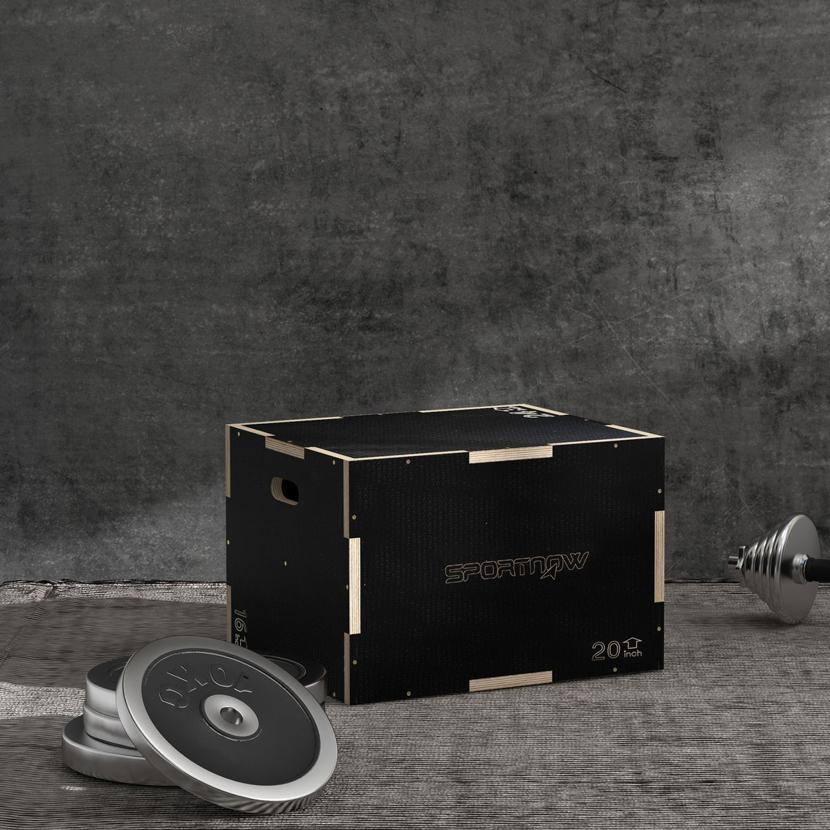 Plyo-box/springbox, robuust, 61 x 51 x 41 cm, zwart, handvat 10x3,5 cm, tot 120 kg (2)