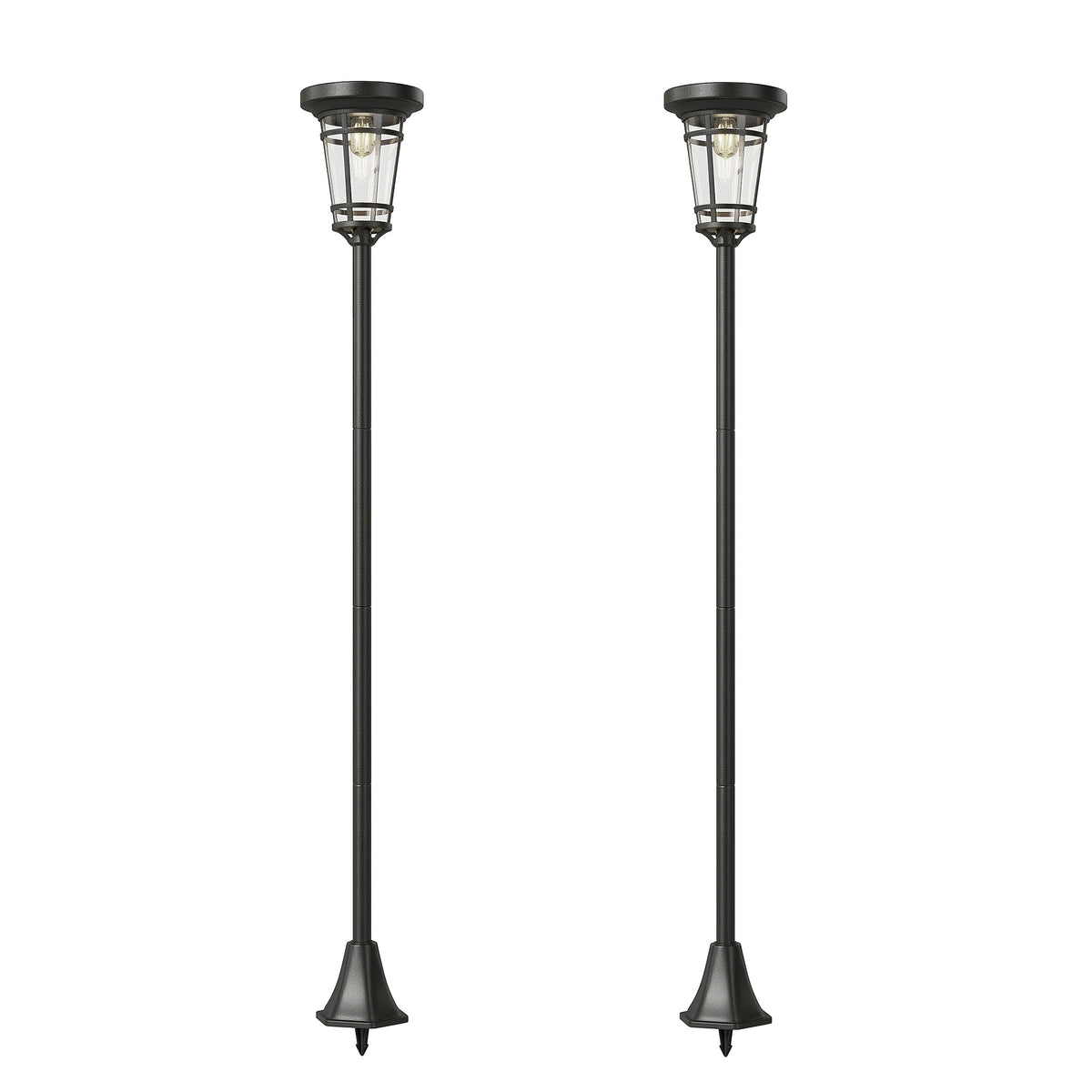 Solar-lantaarn 2-delige set staande lamp 180 cm in hoogte verstelbaar met 2 lichtmodi lichtsensor schakelaar