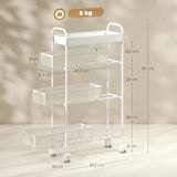 Keukenwagen van metaal, 3 manden, smal design, 4 wielen, voor keuken, woonkamer, badkamer, wit (3)