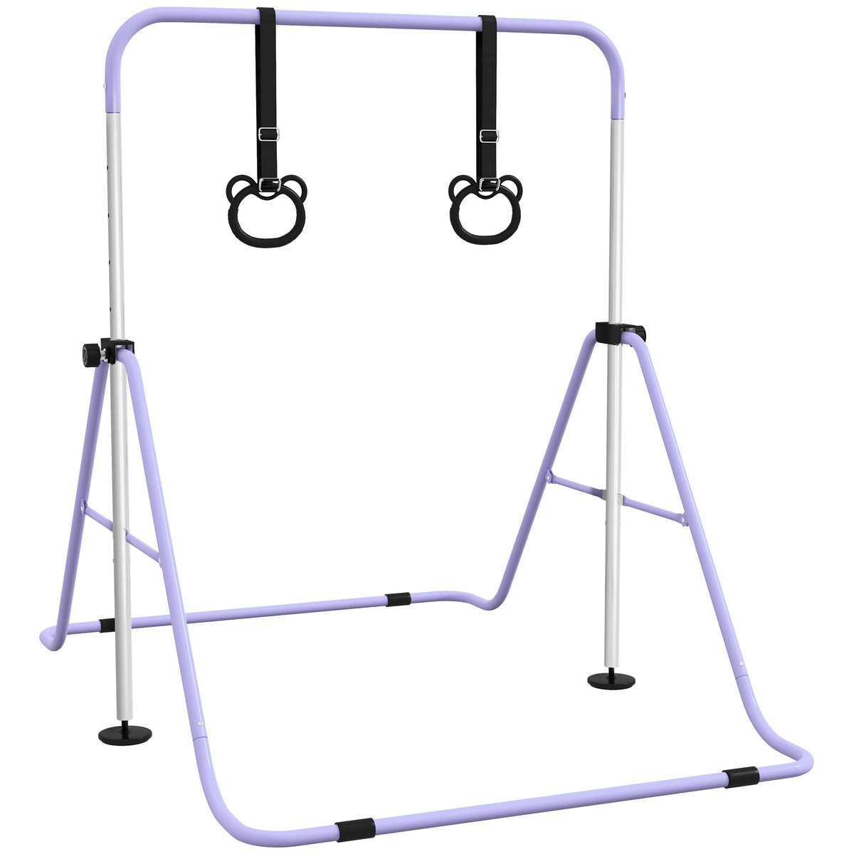 Kinderturnrek met ringen, in hoogte verstelbaar, inklapbaar, antislip, stalen frame, 148x105x88-128 cm, roze