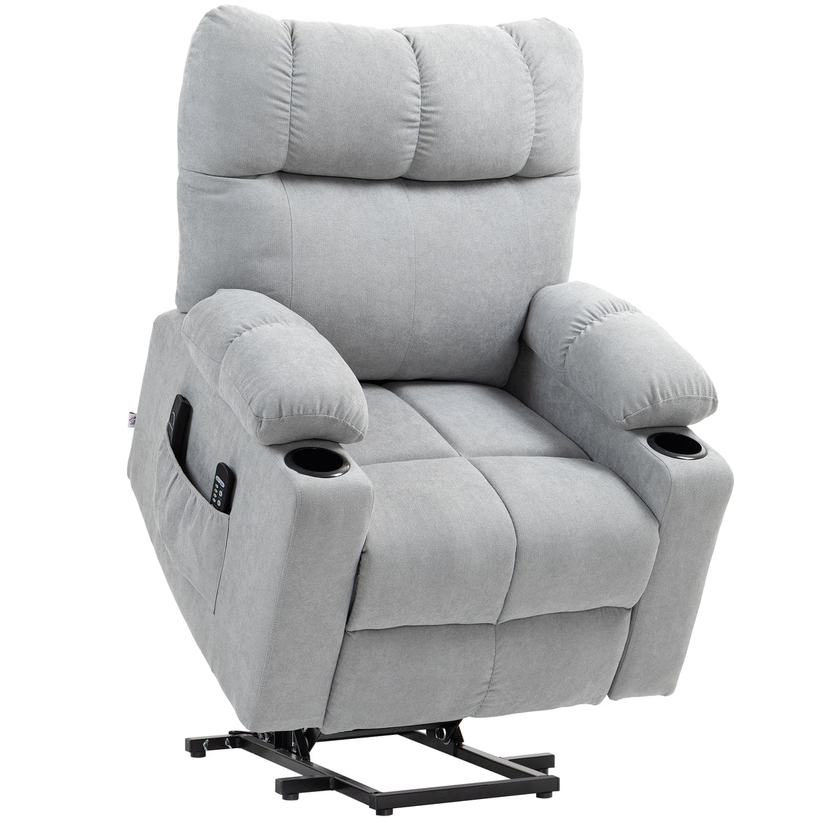 Sta-op hulp seniorenfauteuil, ligfunctie, incl. afstandsbediening, 144 cm x 91 cm x 88 cm, lichtgrijs