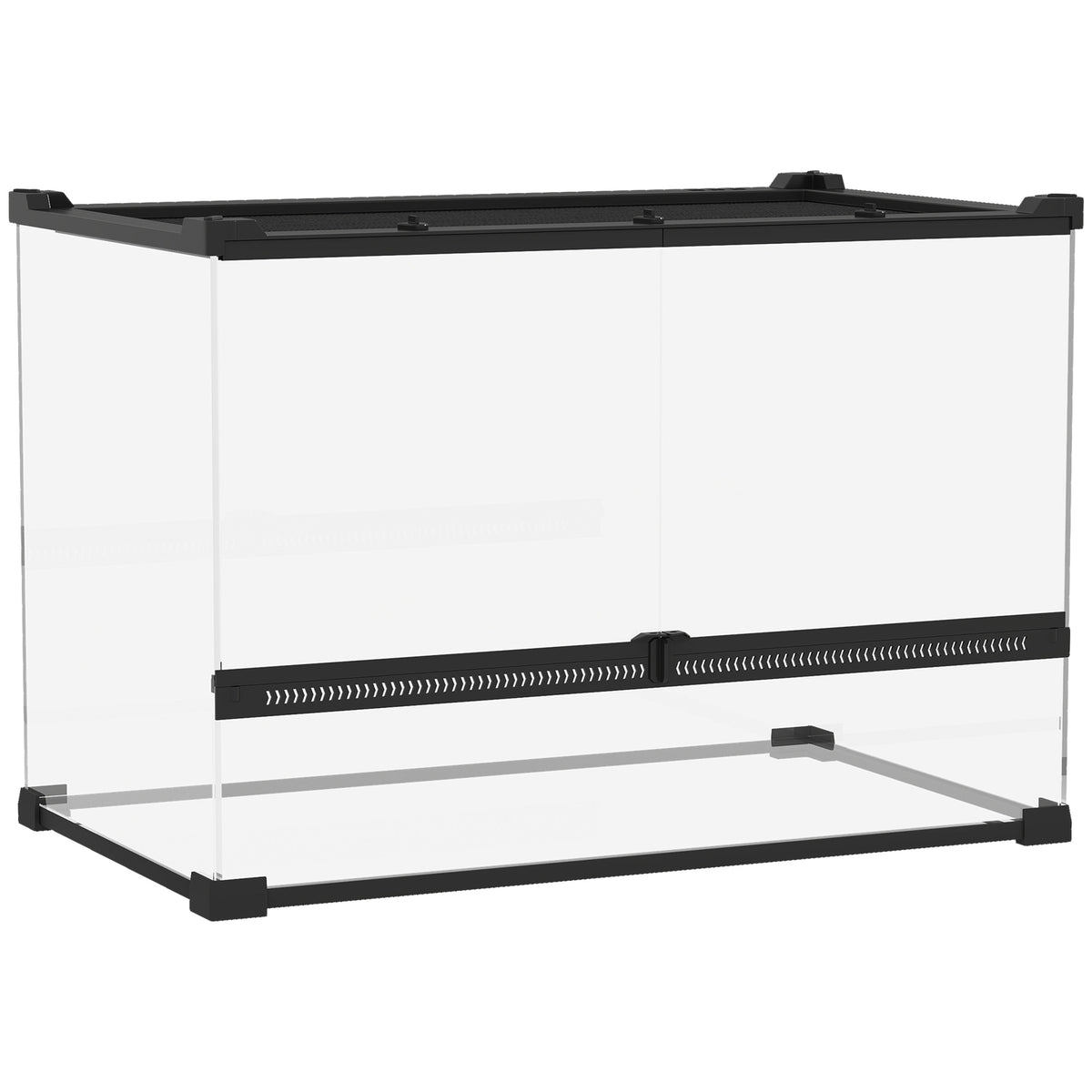 Glazen terrarium voor reptielen, verhoogde & waterdichte bodem, knopslot