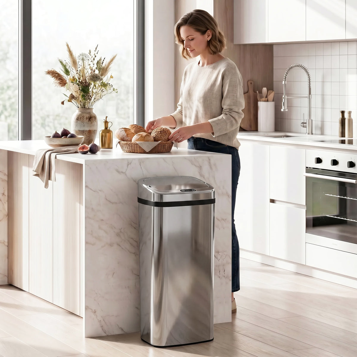 Sensor-prullenbak 50L automatische prullenbak met bewegingssensor, waterdichte afvalemmer voor kantoor (2)