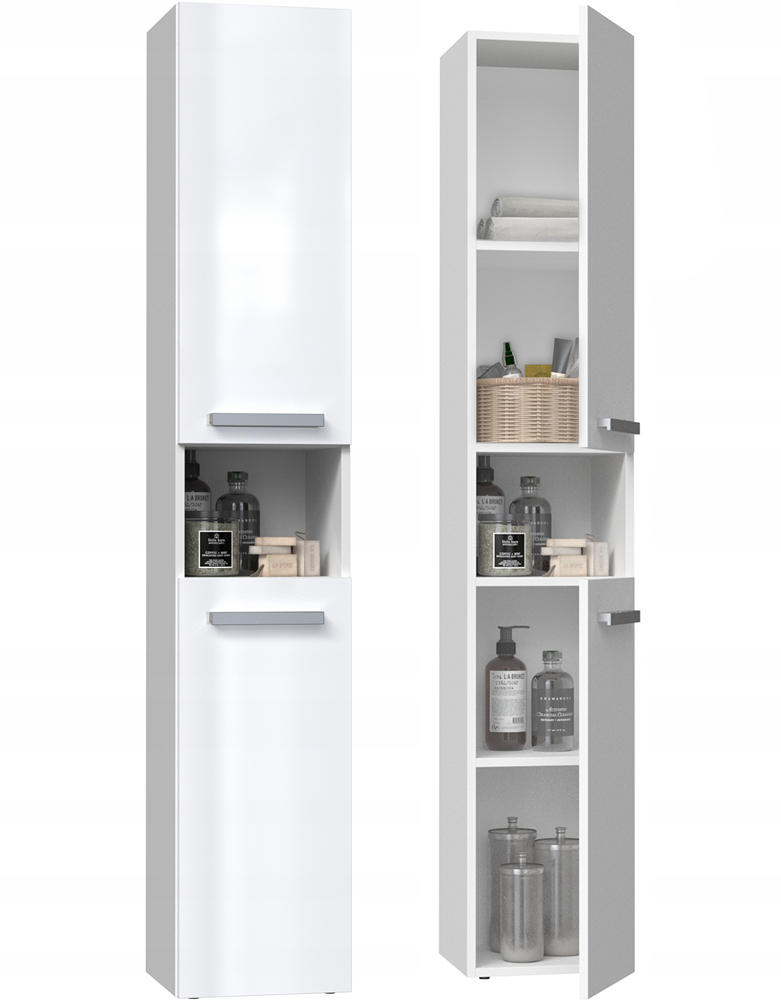 Badezimmer-Hochschrank Nel I WEISS HOCHGLANZ – Produktabbildung 5