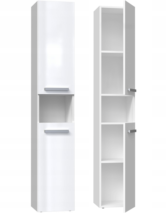 Badezimmer-Hochschrank Nel I WEISS HOCHGLANZ – Produktabbildung 2