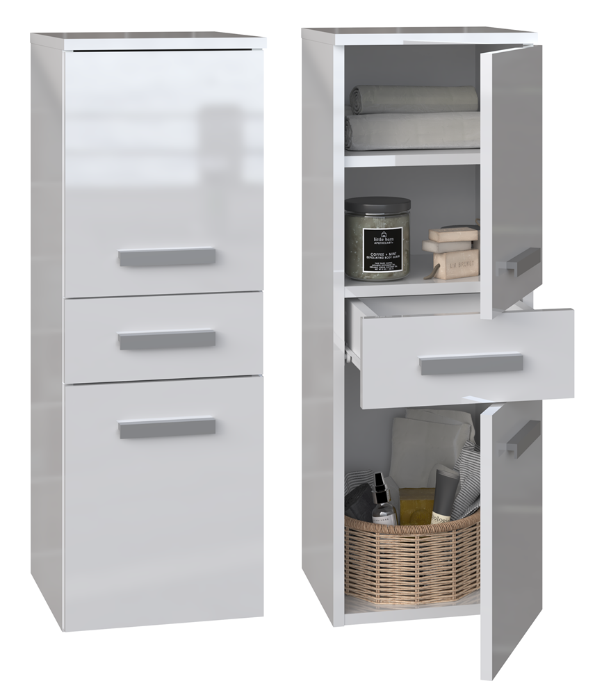 Badezimmer-Hochschrank Nel V DDS WEISS HOCHGLANZ