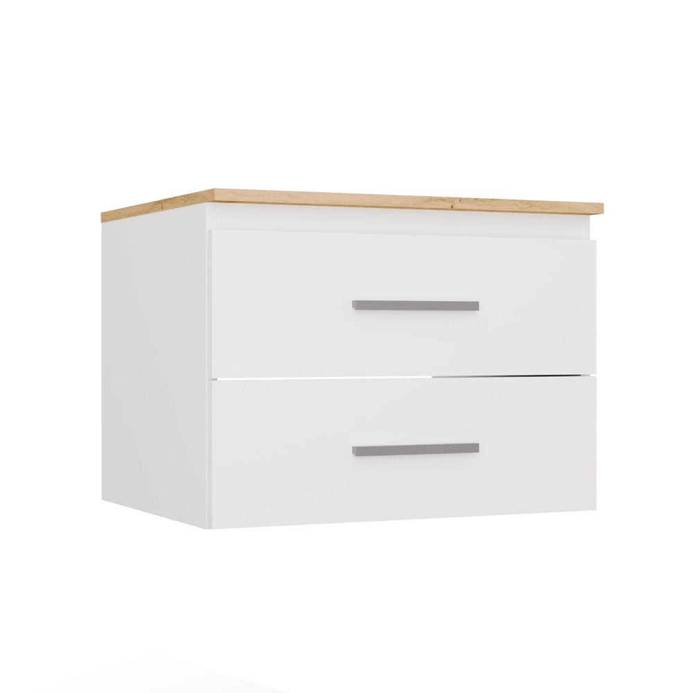 Waschtischunterschrank NEL 60 Badezimmer WEISS / EICHE ARTISAN hängend 2 Schubladen