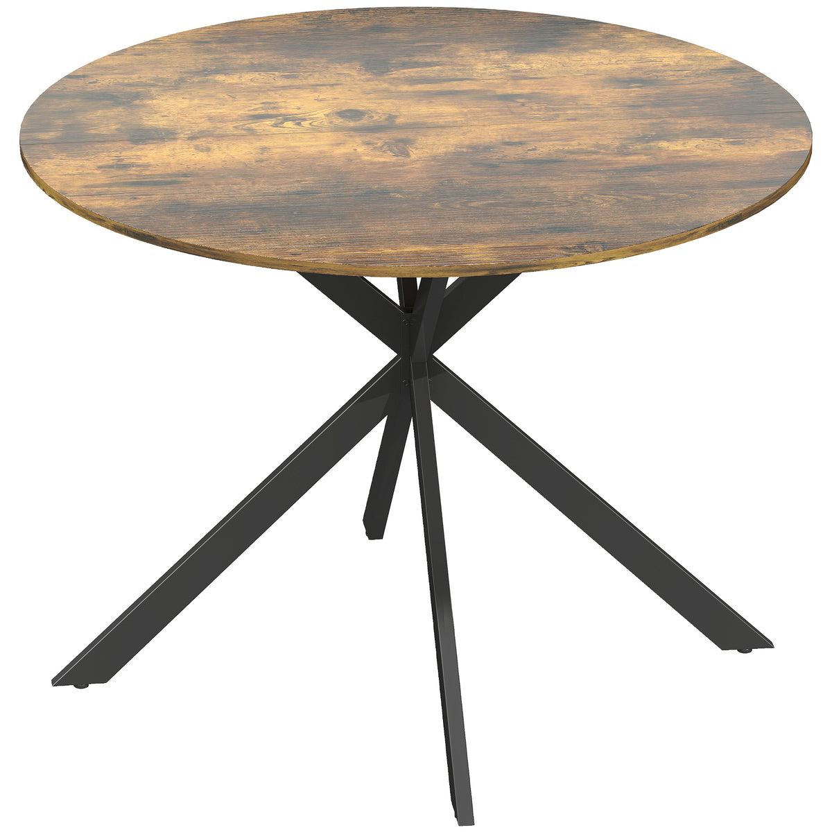 Ronde eettafel voor 4 personen, keukentafel in industriële stijl met stalen poten, voor eetkamer, keuken