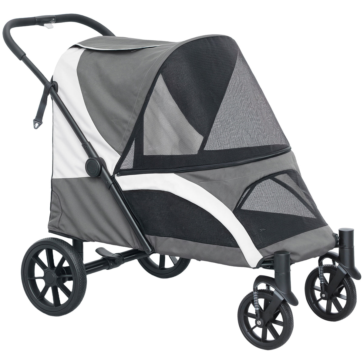 Hondenwagen, opvouwbare hondenbuggy voor middelgrote honden, huisdierwagen met 4 wielen, veiligheidslijnen