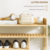 Schoenenrek, schoenenstandaard met 6 niveaus, lade van bamboe, voor max. 18 paar schoenen, schoenenopbergrek (6)