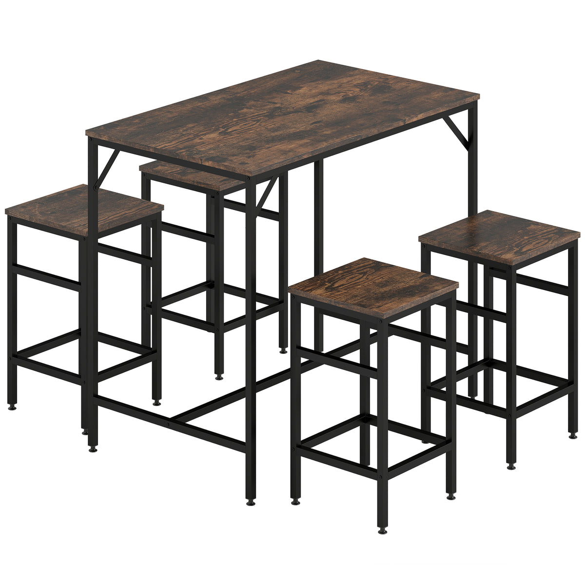 5-delige bartafelset bartafel met barkrukken set eettafel met 4 stoelen keukentafel voor eetkamer, keuken
