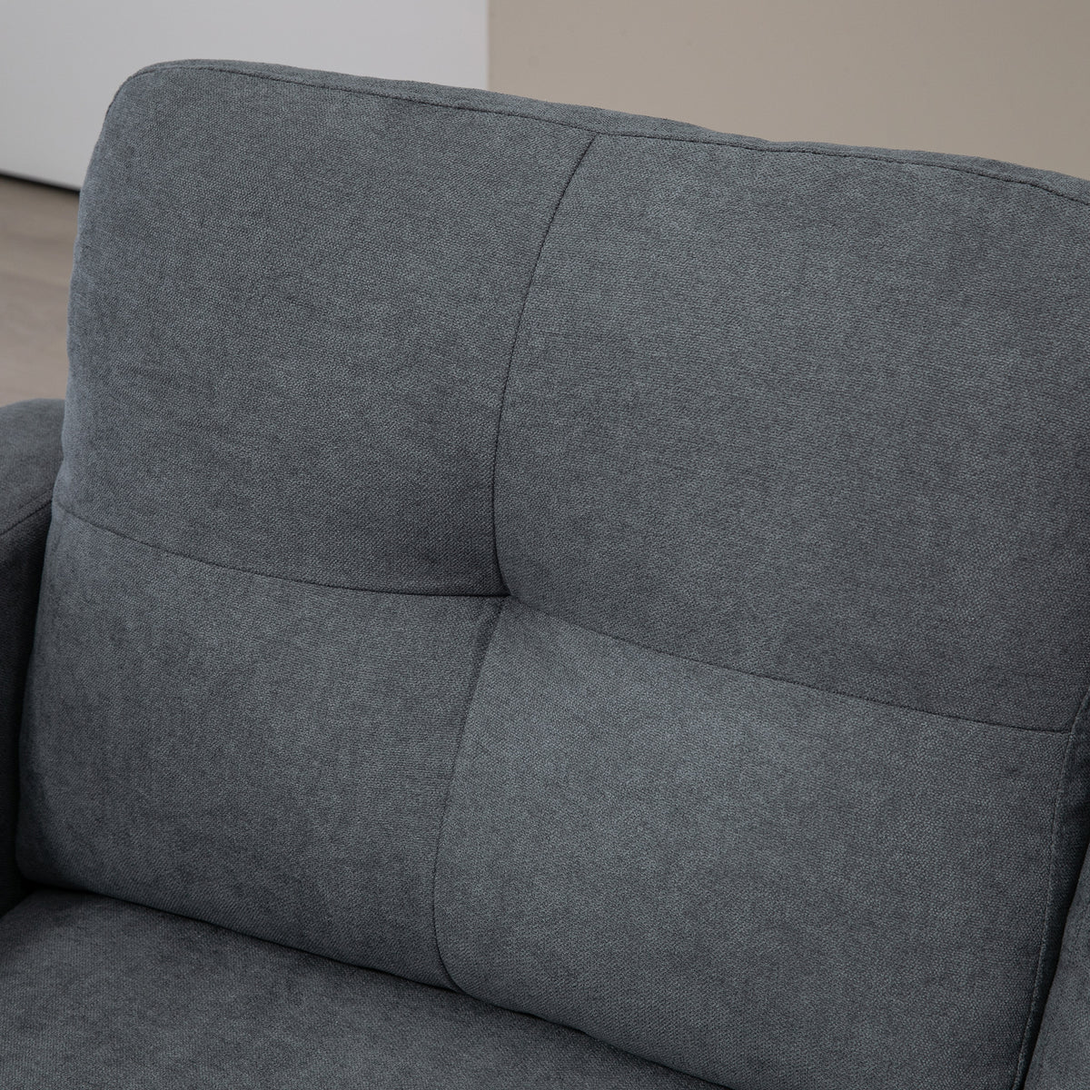 Hoekbank in L-vorm, aan beide zijden monteerbare chaise longue, gestoffeerde bank, donkergrijs (8)