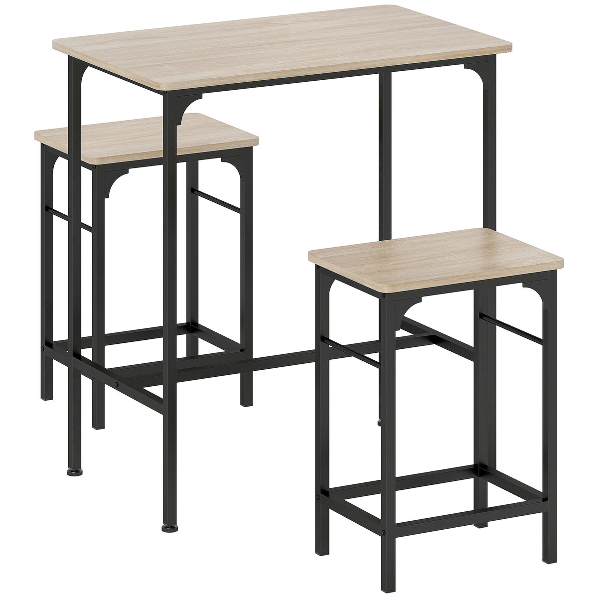 Bartafelset bartafel met barkrukken set eettafel met 2 stoelen met antislipvoetjes natuurlijk hout