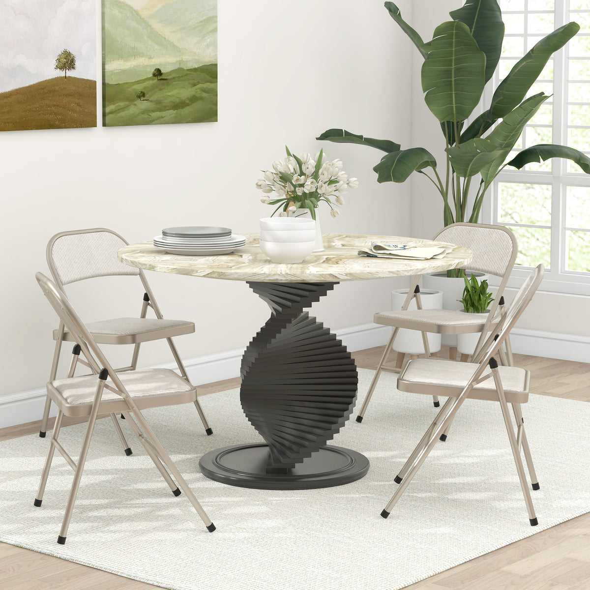 4-delige set klapstoelen, draagbare bureaustoelen, stalen poten, vouwstoel voor kantoor, receptie, wachtkamer (2)