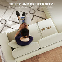 3-zitsbank met chaise longue, woonkamerbank met ribstof, 2 extra kussens, gestoffeerde bank, crèmewit (6)