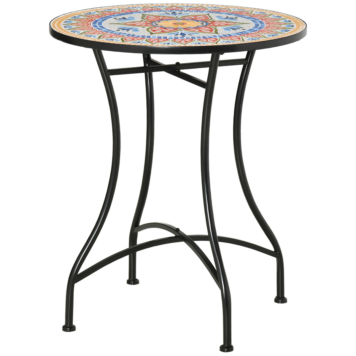 Tuintafel Ø60 cm, weerbestendige metalen balkontafel, eettafel voor buiten, campingtafel bijzettafel, ronde