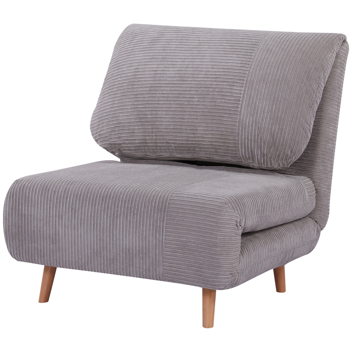 2-in-1 slaapfauteuil logeerbed, tot 200 kg, verstelbare hoofdsteun, cord-look, 82 cm x 8 cm x 83 cm, grijs