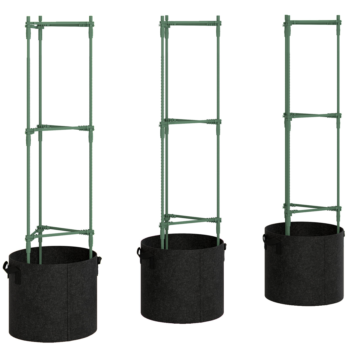 Verhoogde plantenbak met klimrek 83,7 liter zakken 3-delige set driehoekige plantenbak tomatensteun 35 x 35 x