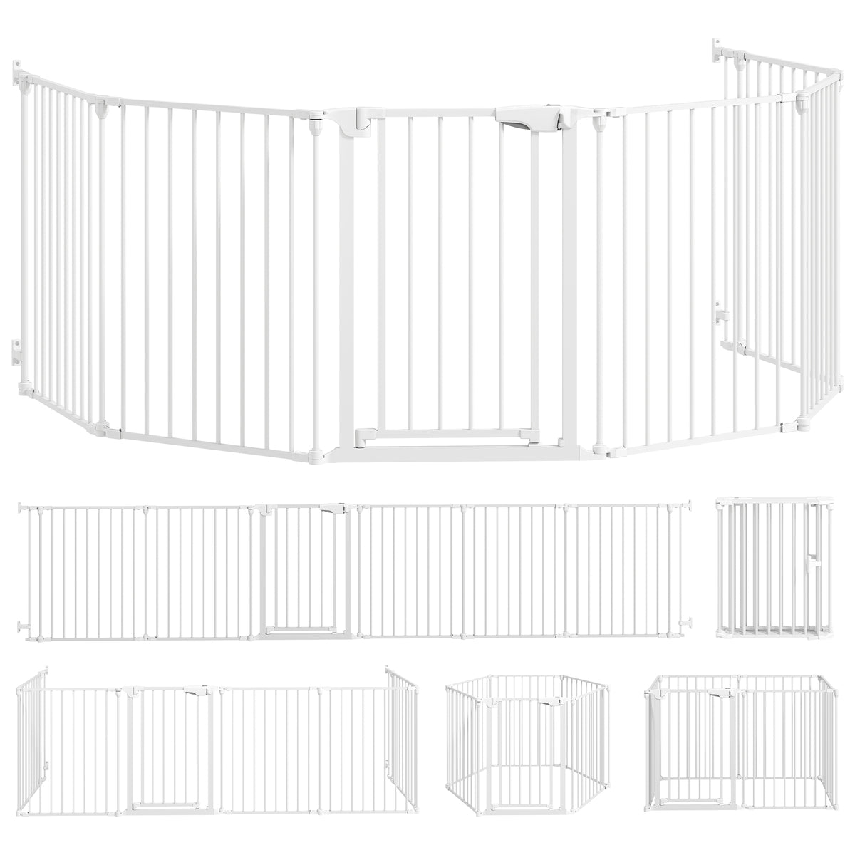 Huisdierhek, barrière met 6 panelen en deur, inklapbaar, voor kleine & middelgrote honden, kunststof
