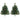 Verlichte kerstboom 60 cm, set van 2, kunstmatig, met 60 gekleurde ledlampjes, 130 takpunten, groen