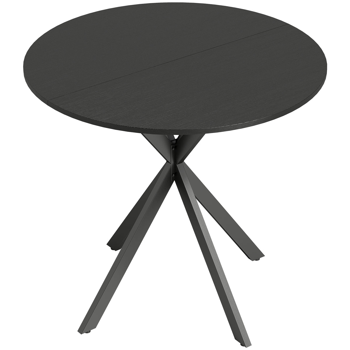 Ronde keukentafel, 80 cm, compact tafelblad, spaanplaat, metaal, zwart