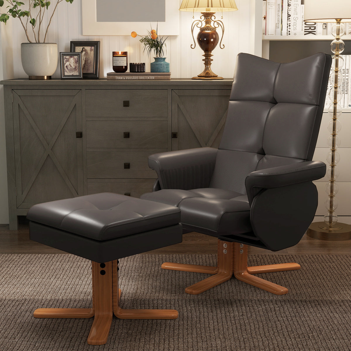 Relaxfauteuil met ligfunctie massagefauteuil met voetenbank relaxstoel tv-fauteuil 145°-kanteling ligstoel (2)