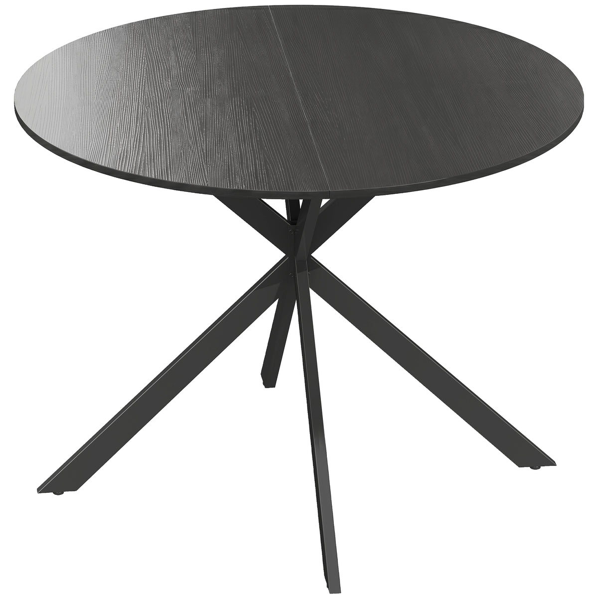 Ronde eettafel voor 4 personen, keukentafel in industriële stijl met stalen poten, voor eetkamer, keuken, zwart