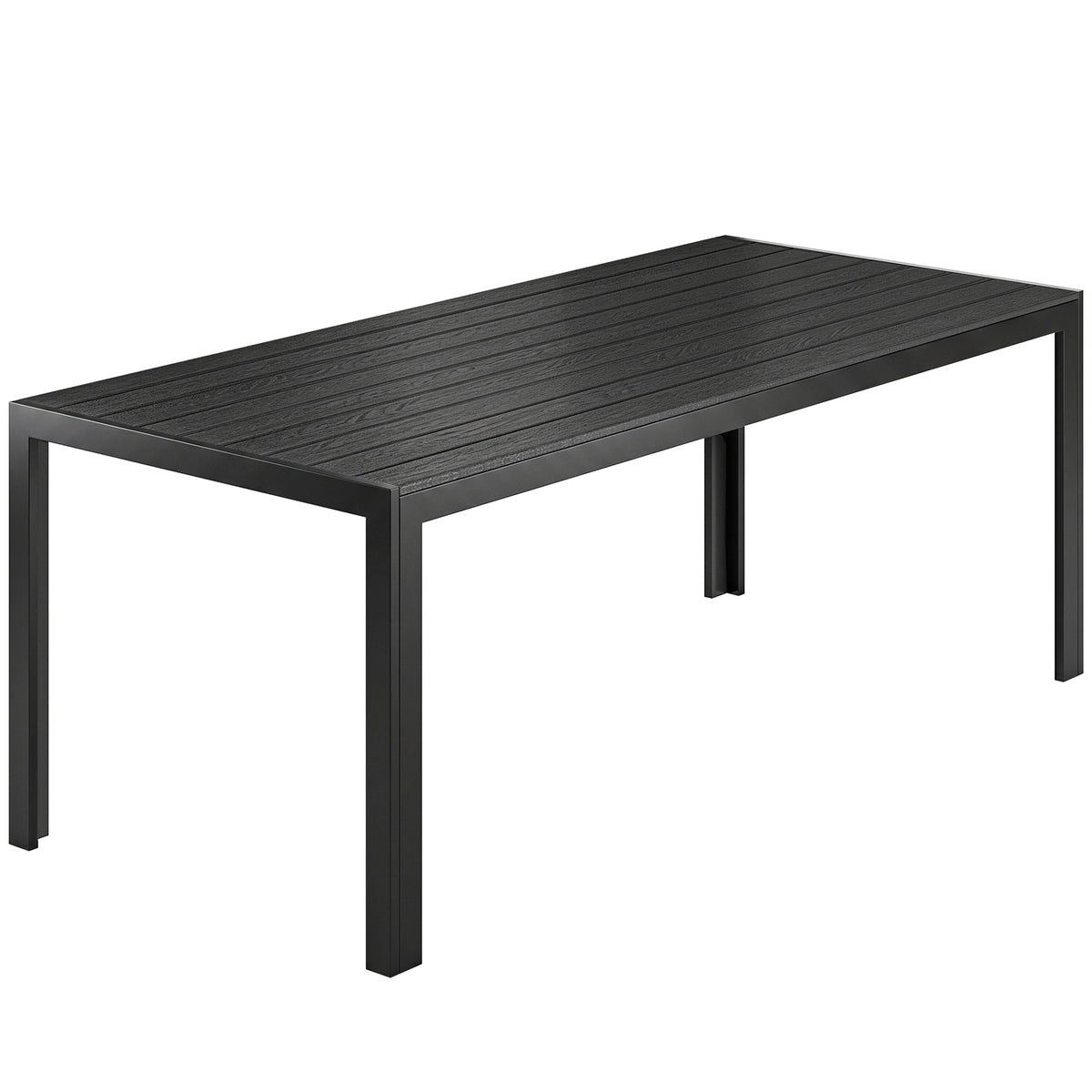 Tuintafel kunststof 190 x 84,5 x 72 cm UV- & weerbestendig balkontafel met houtlook, houtstructuur, antislip