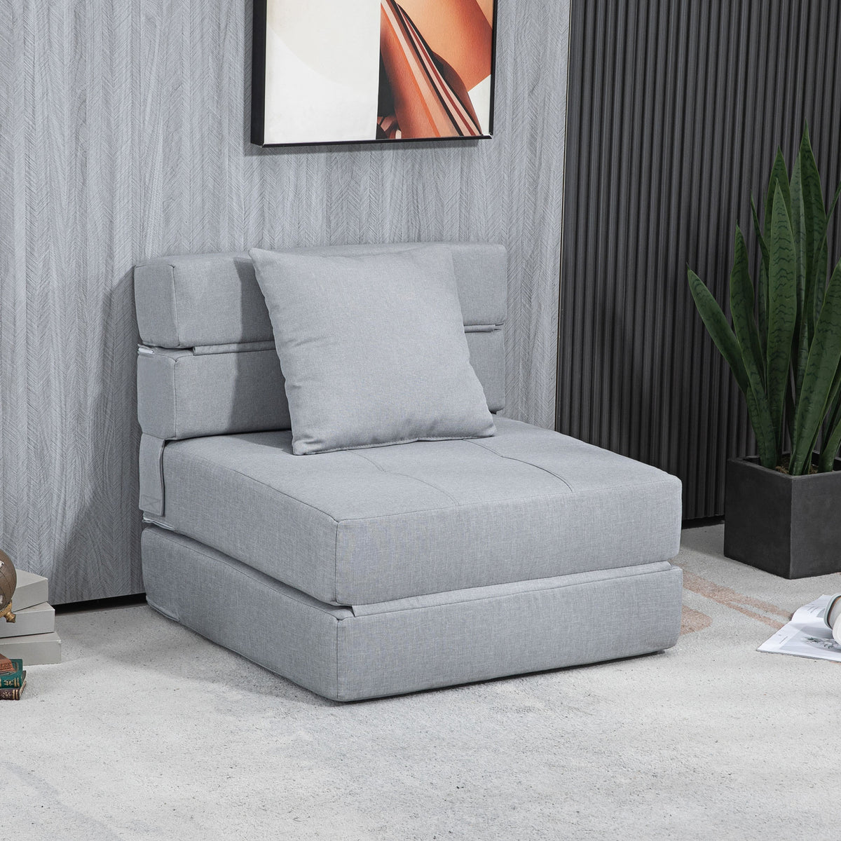 Relaxfauteuil ligfauteuil fauteuil met slaapfunctie, incl. 1 kussen, 70 cm x 70 cm x 61 cm, lichtgrijs (2)