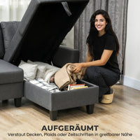 Hoekbank met slaapfunctie en opbergruimte, L-vorm slaapbank met verstelbare chaise longue, voor appartement en (6)
