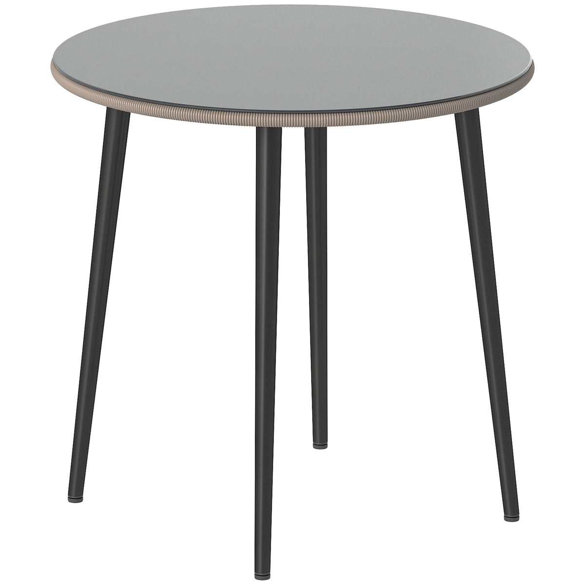 Tuintafel staal buffettafel met stalen frame, PE-rattan rand, verstelbare poten, 4 personen 80 x 80 x 74 cm