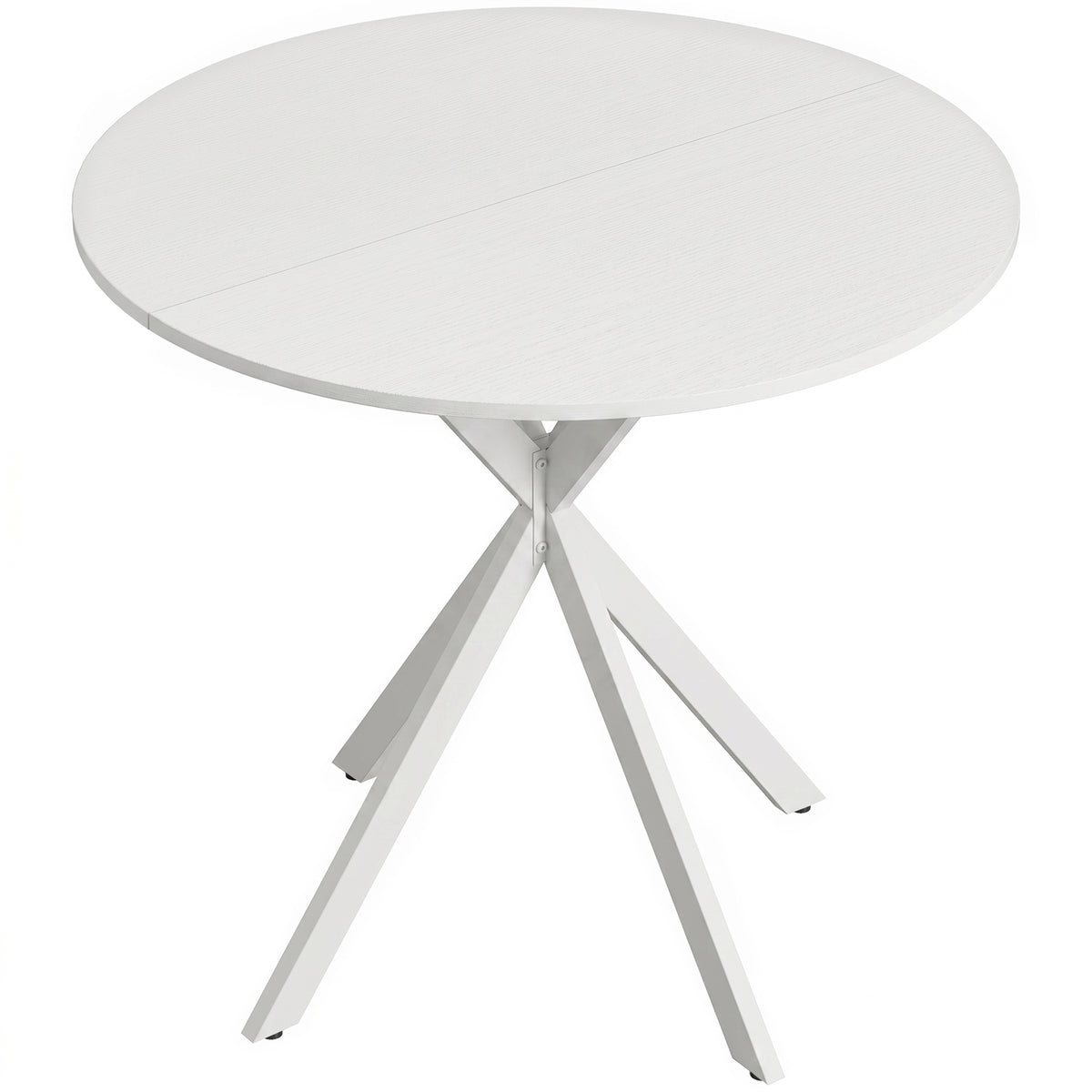Ronde keukentafel, 80 cm, compact tafelblad, spaanplaat, metaal, wit