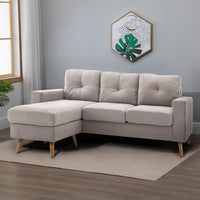 3-zits hoekbank, linnenlook, omkeerbare chaise longue, 193x136x85 cm, lichtgrijs (2)