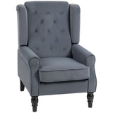 Oorfauteuil relaxfauteuil fauteuil, vintage design, knoopstiksel, gedraaide poten, 74 cm x 86 cm x 102 cm, grijs