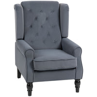 Oorfauteuil relaxfauteuil fauteuil, vintage design, knoopstiksel, gedraaide poten, 74 cm x 86 cm x 102 cm, grijs