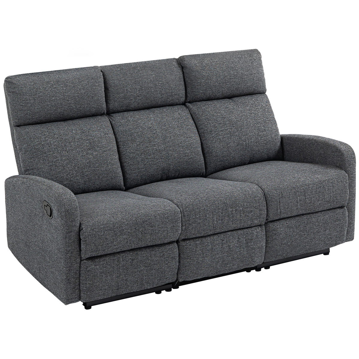 3-zitsbank, individueel verstelbare rugleuningen, voetensteun, stoffen bekleding, metaal, grijs