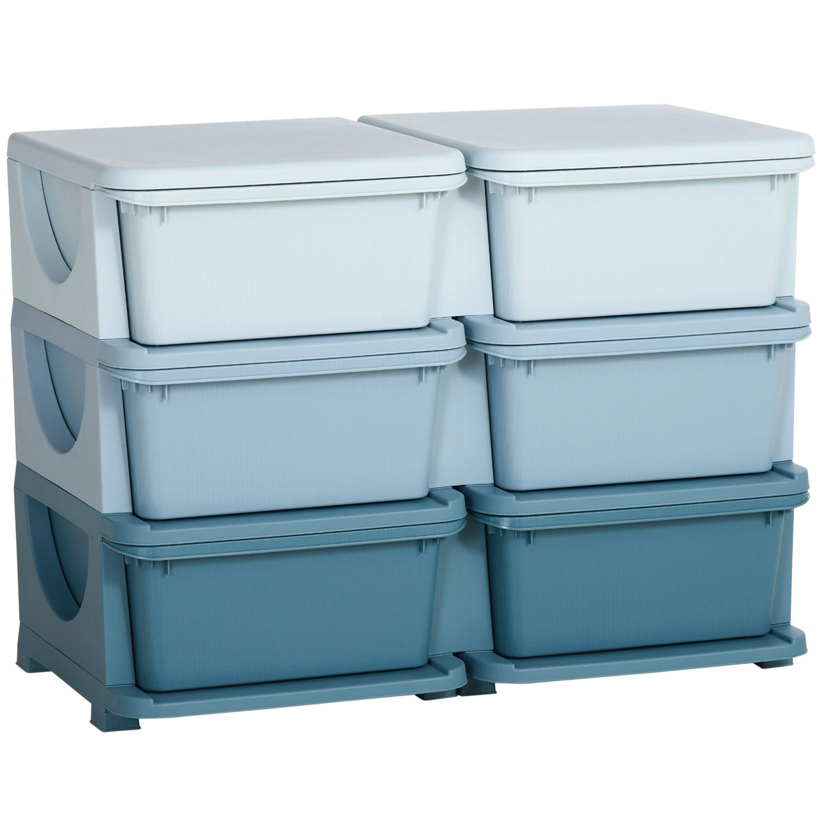 Opbergdoos voor kinderen, kinderopbergdoos, 3 lades, blauw