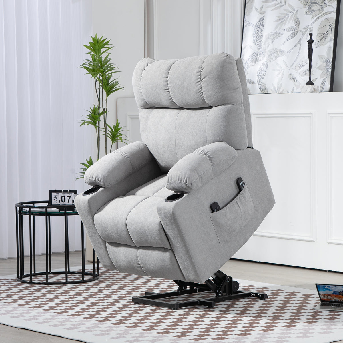 Sta-op hulp seniorenfauteuil, ligfunctie, incl. afstandsbediening, 144 cm x 91 cm x 88 cm, lichtgrijs (2)
