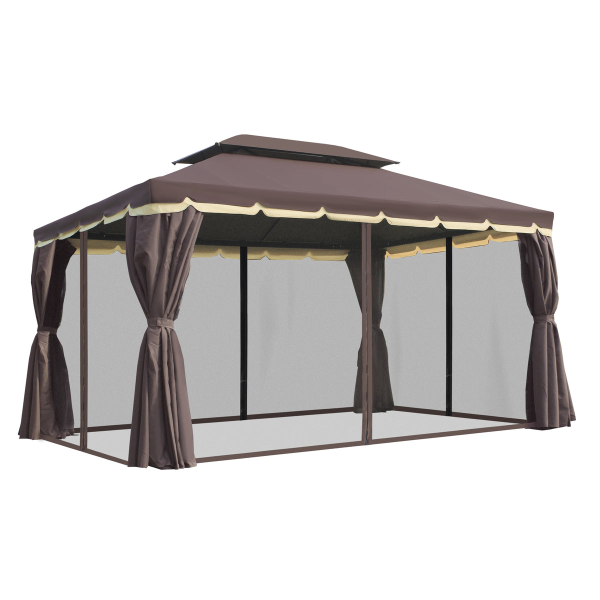 Tuinpaviljoen paviljoen 390 x 290 x 280 cm tuintent feesttent partytent met 4 x zijwanden muggennet