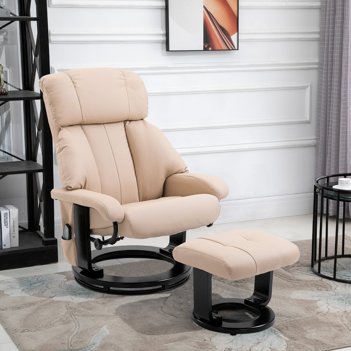 Relaxfauteuil met hocker, draaibare tv-fauteuil met massagefunctie, ligfunctie, massagestoel met (2)