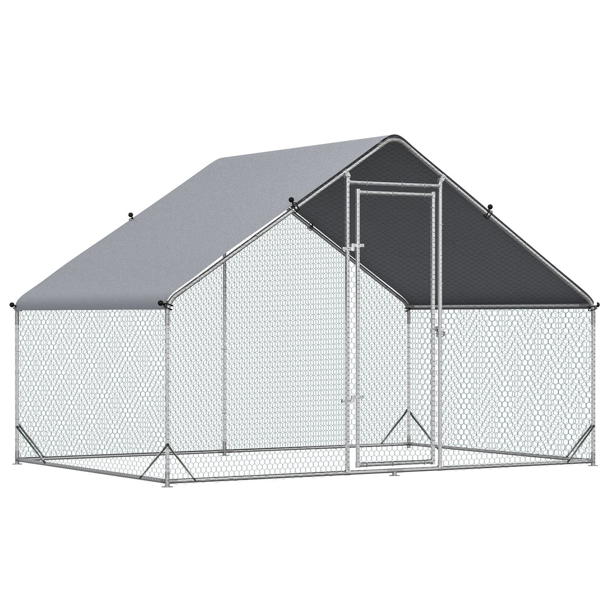 Kippenren, buitenren, pluimveestal met schaduwdak, buitenverblijf voor 4-6 kippen, eenden, konijnen, 3 x 2 x 2 m