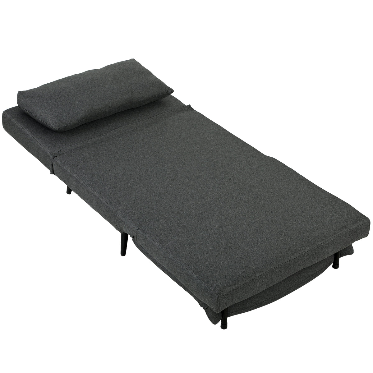 Slaapfauteuil, 3-in-1 opvouwbare linnen slaapfauteuil met verstelbare rugleuning, s-vering, metalen poten