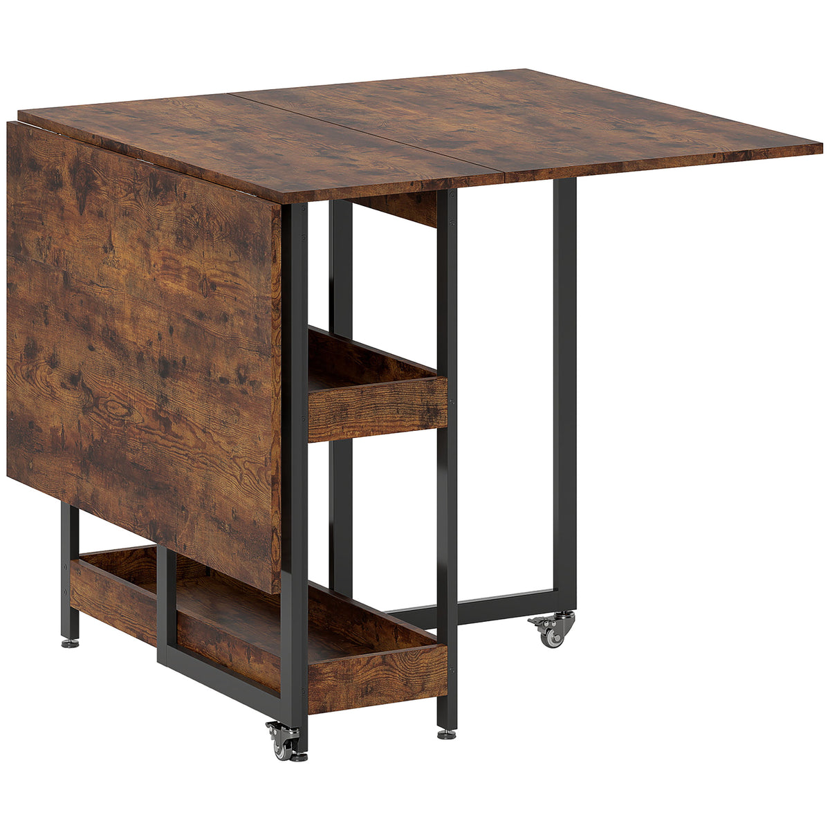 Opvouwbare eettafel in industrieel design, voor maximaal 4 personen, open planken, flexibel, metaal, spaanplaat