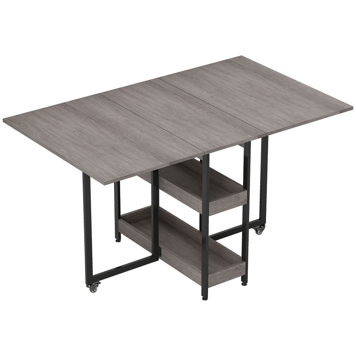 Inklapbare eettafel in industrieel design, voor maximaal 4 personen, open planken, flexibel, metaal, spaanplaat