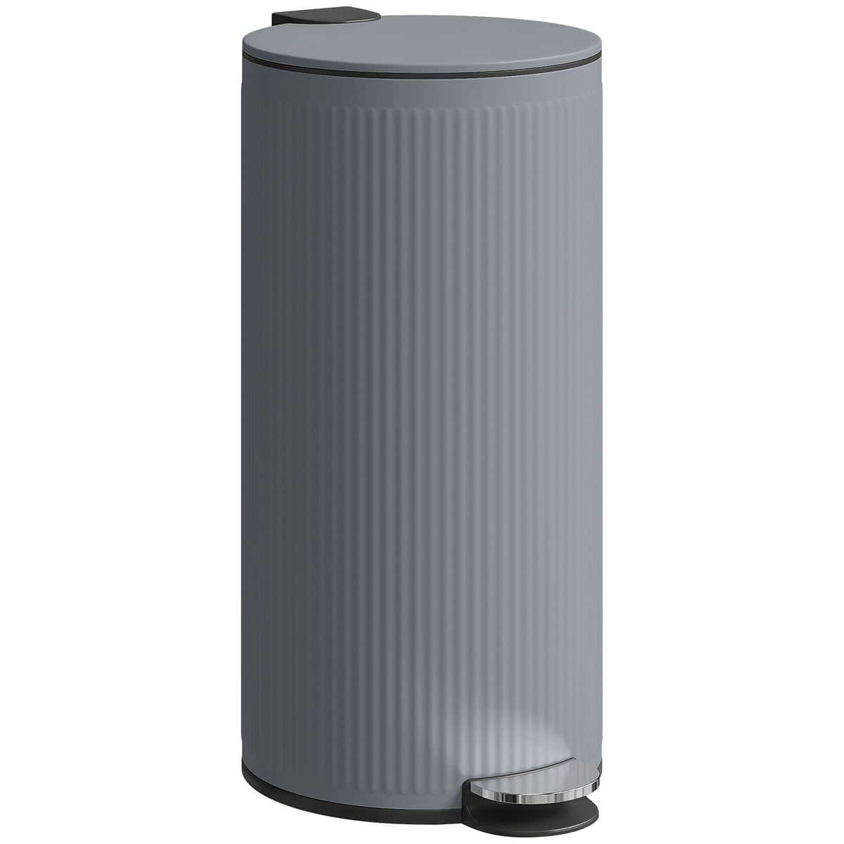 Afvalemmer 30 L pedaalemmer met soft-close deksel en pedaal, metalen binnenemmer, zwart, 36 x 30 x 60,5 cm