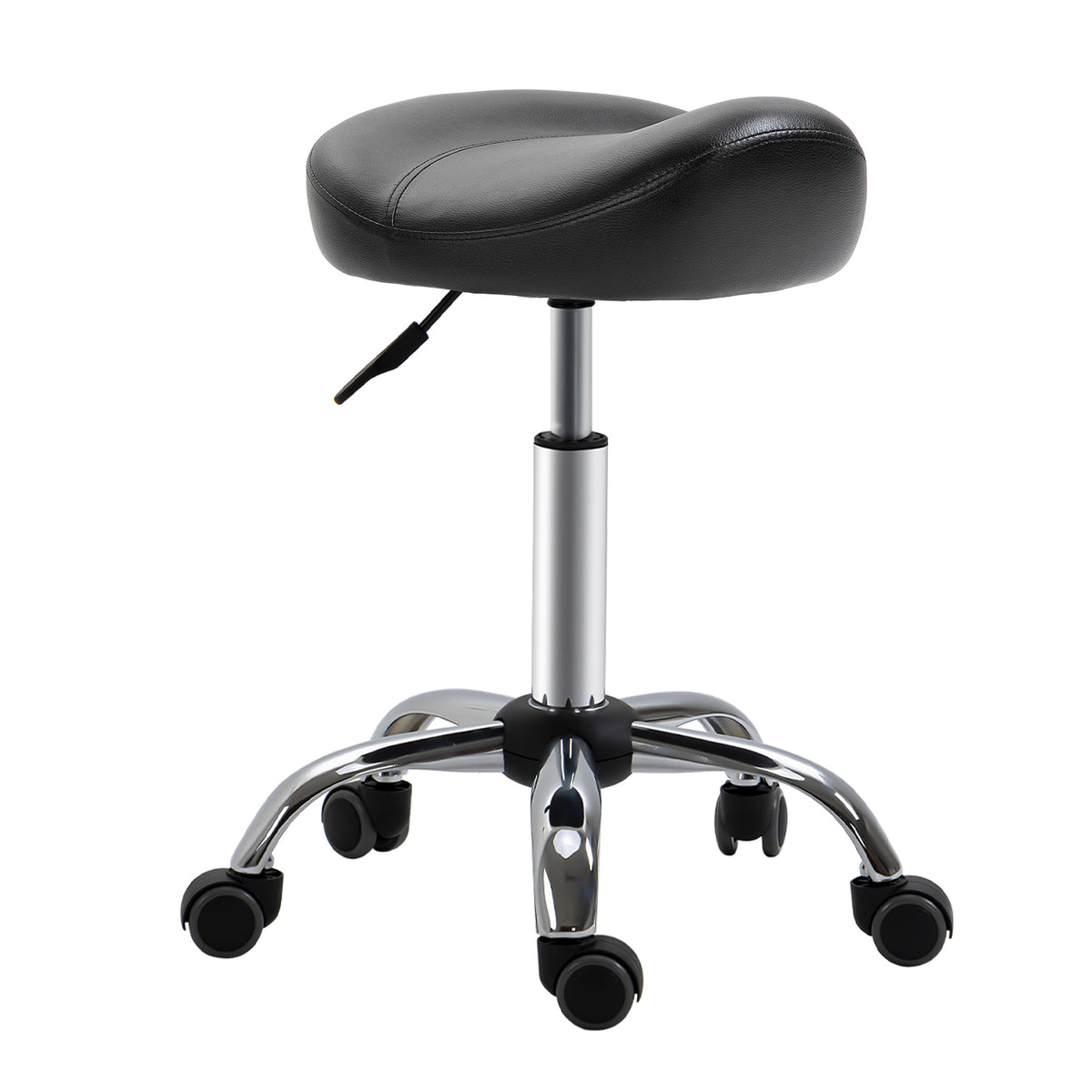 Salon-kruk met zadelzitting, in hoogte verstelbaar, kunstleer, 48x48x54-69cm, zwart