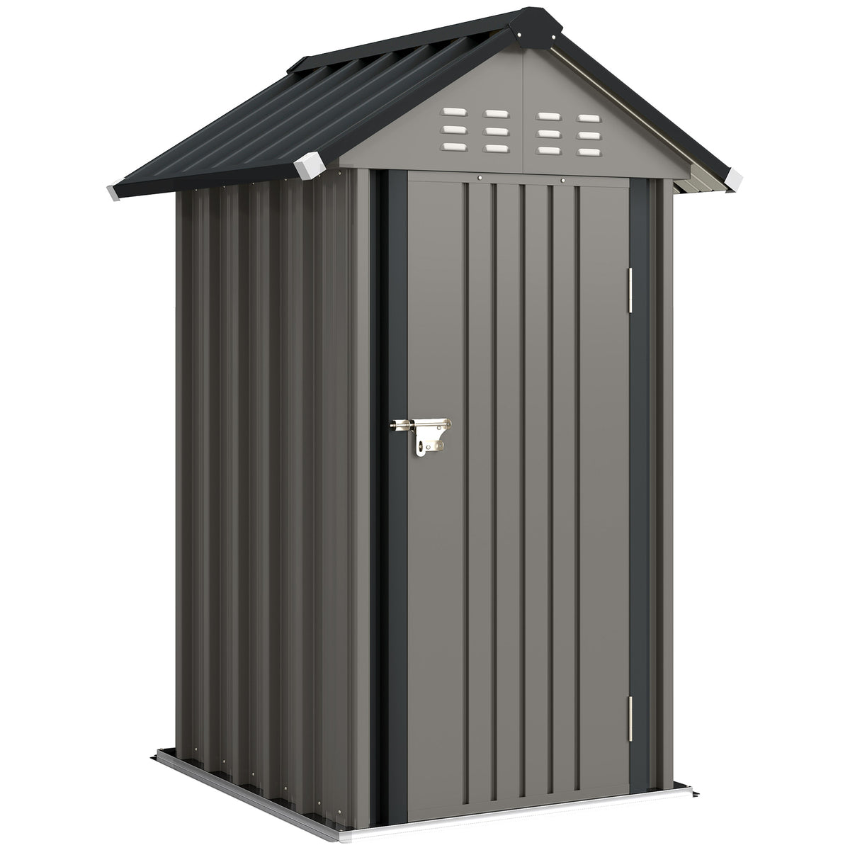 Metalen tuinhuis 1,17 m², gereedschapsschuur met zadeldak, ventilatie, slot en handschoenen, 122 x 121 x 192 cm