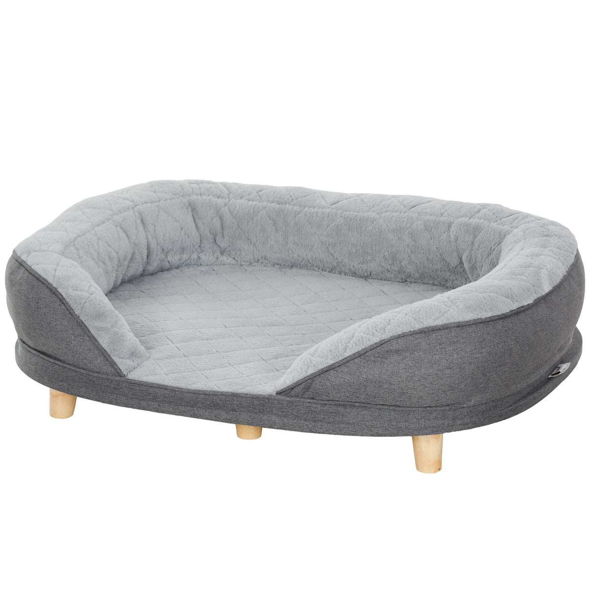 Hondenbed voor honden tot 25 kg, afneembare hoes, antislipvoetjes, 90 x 78 x 25 cm, grijs