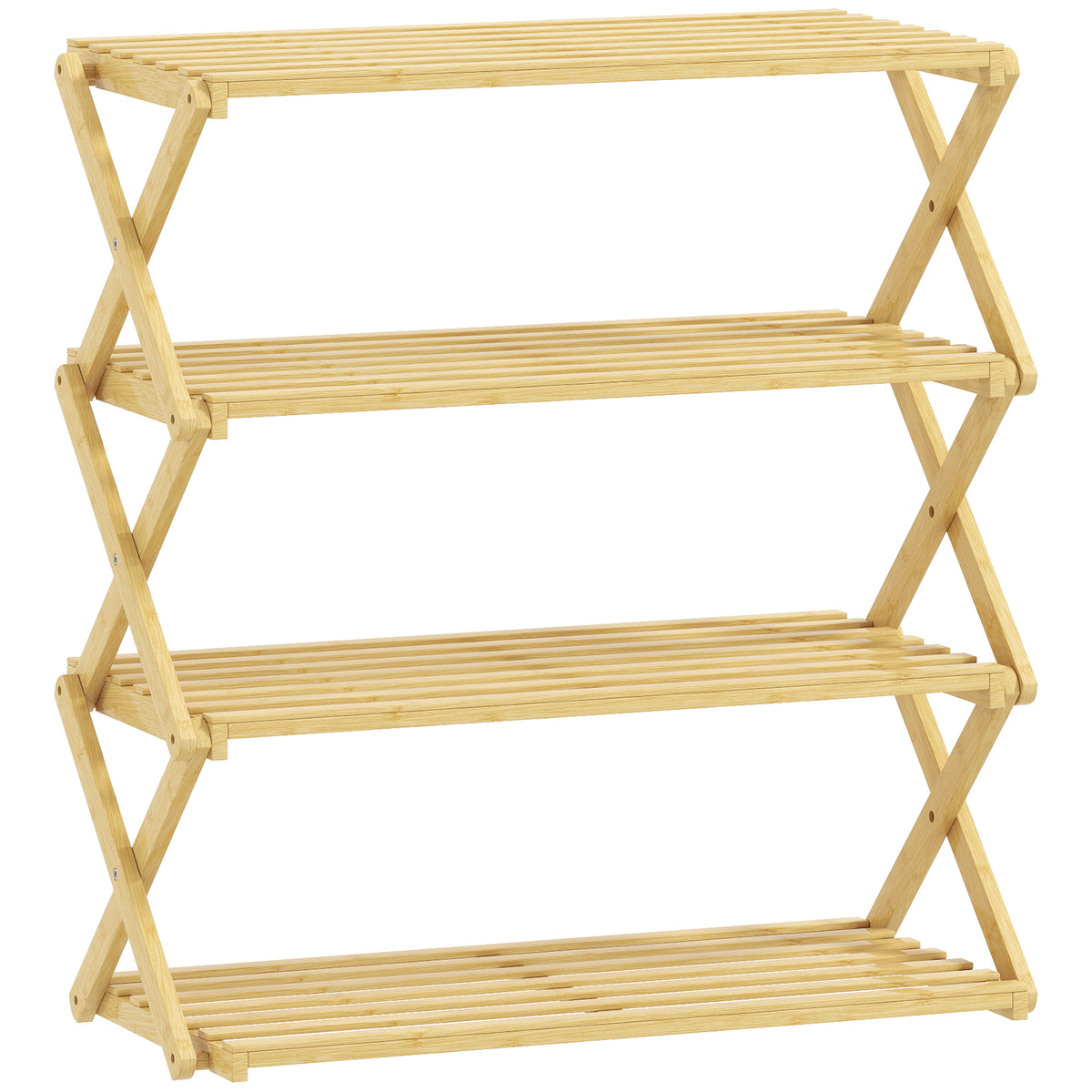 Schoenenrek met 4 niveaus, schoenenplank van bamboe, voor maximaal 12 paar schoenen, voor entree, hal, 60 x 29 x